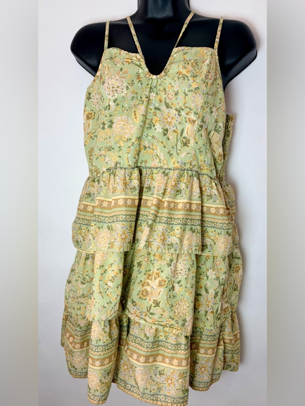 ❣️SOLD❣️ AMERICAN EAGLE OUTFITTERS TIERED HALTER 100% COTTON DOUBLE STRAP DRESS - Picture 4 of 10
